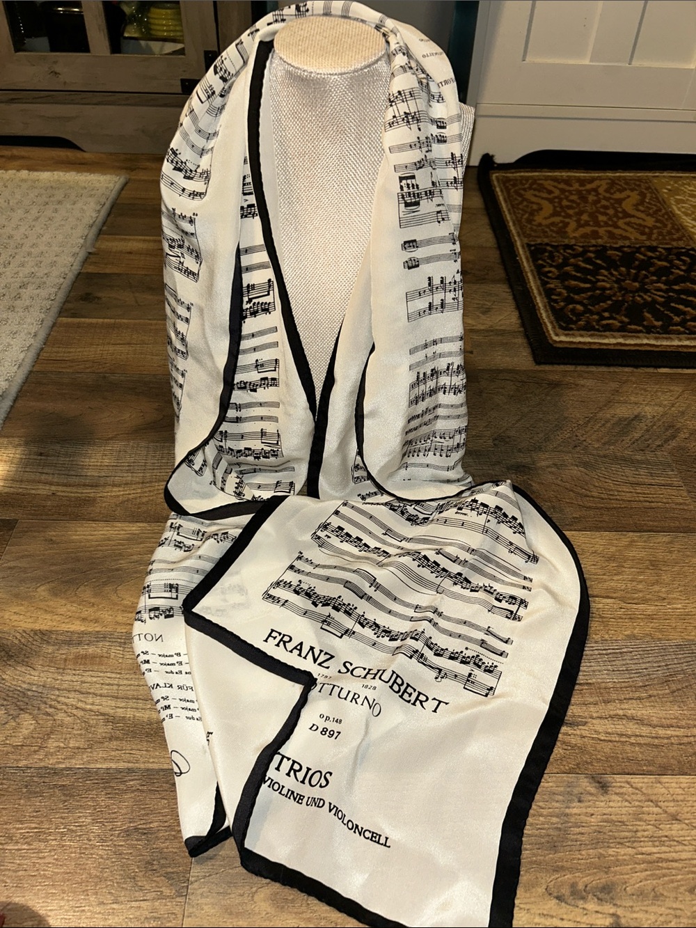 Franz Schubert Music Print Scarf - White and Black